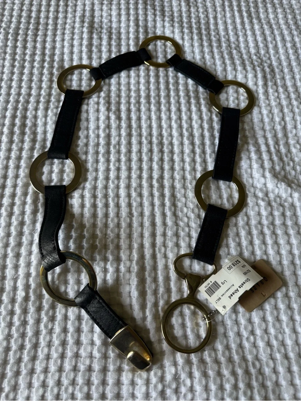 Streets Ahead Black Leather Ring-Link Hip Belt with Silver Hardware